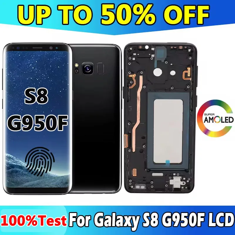 AMOLED S8 Screen LCD For Galaxy S8 LCD Display G950 G950F SM-G950FD For Galaxy S8 LCD Display Touch Screen Digitizer with Frame