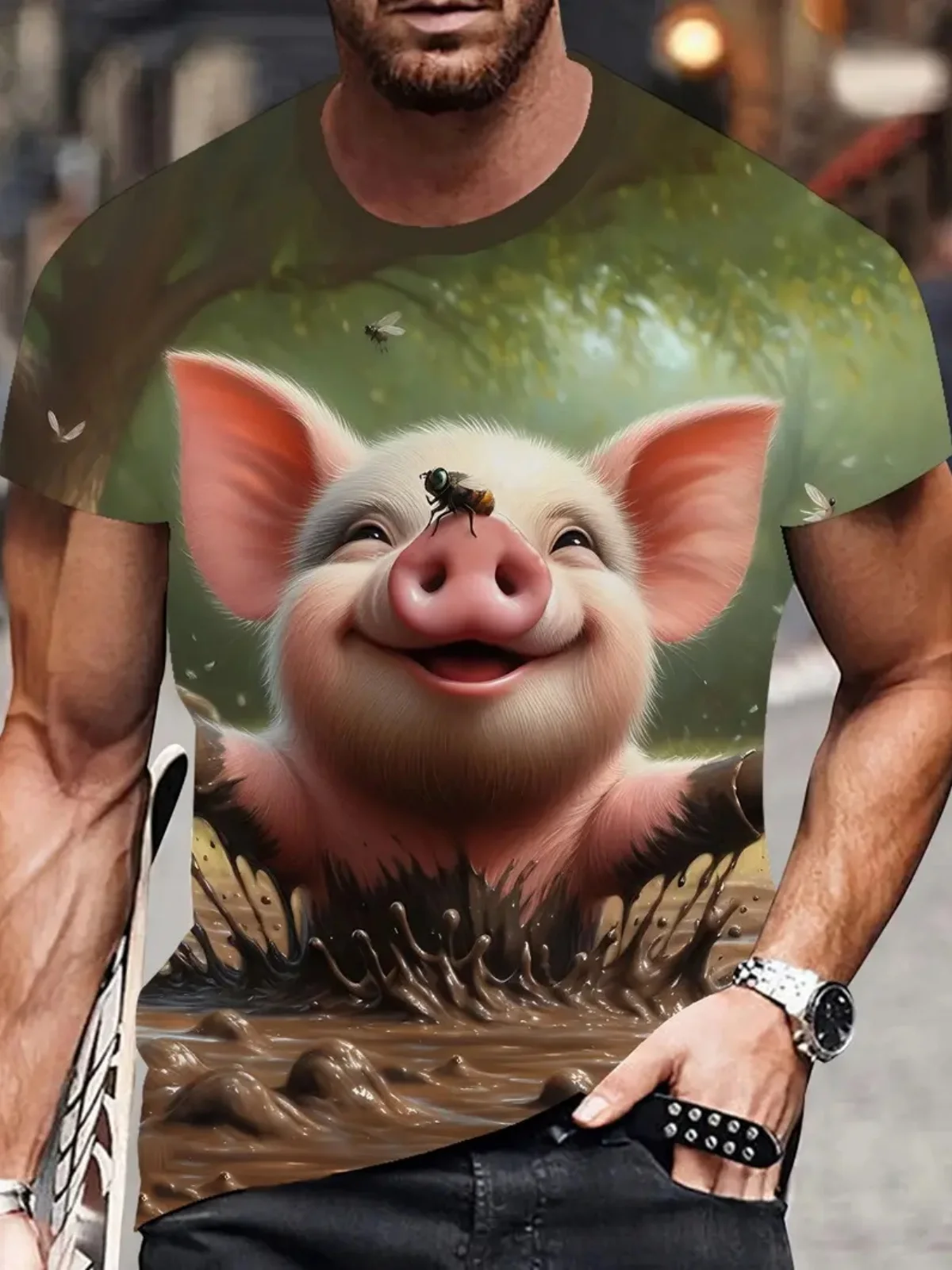

Men's T-Shirts Pig Graphic T-Shirt Clothes Summer Crew Neck Short Sleeve T-Shirt Fashion T Shirt Man Top Animal Funny T Shirts