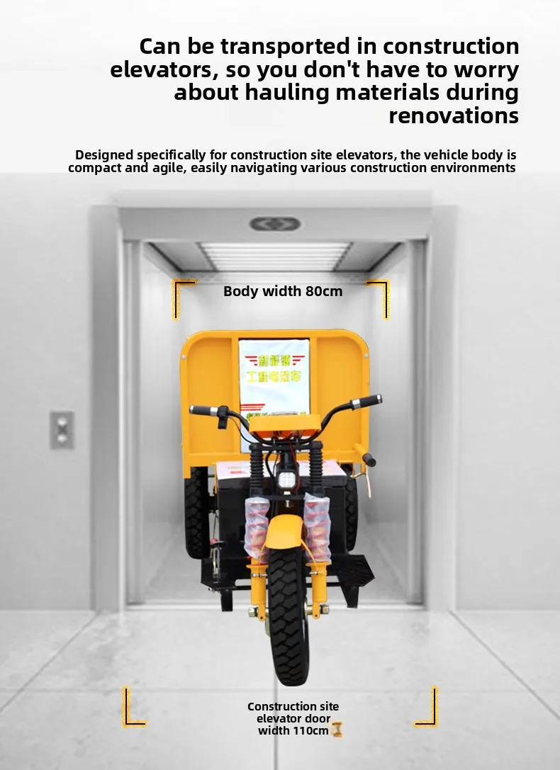 LMM هندسة البناء دراجة ثلاثية العجلات الكهربائية عربة تفريغ تفريغ موقع دلو الرماد شاحنة #4