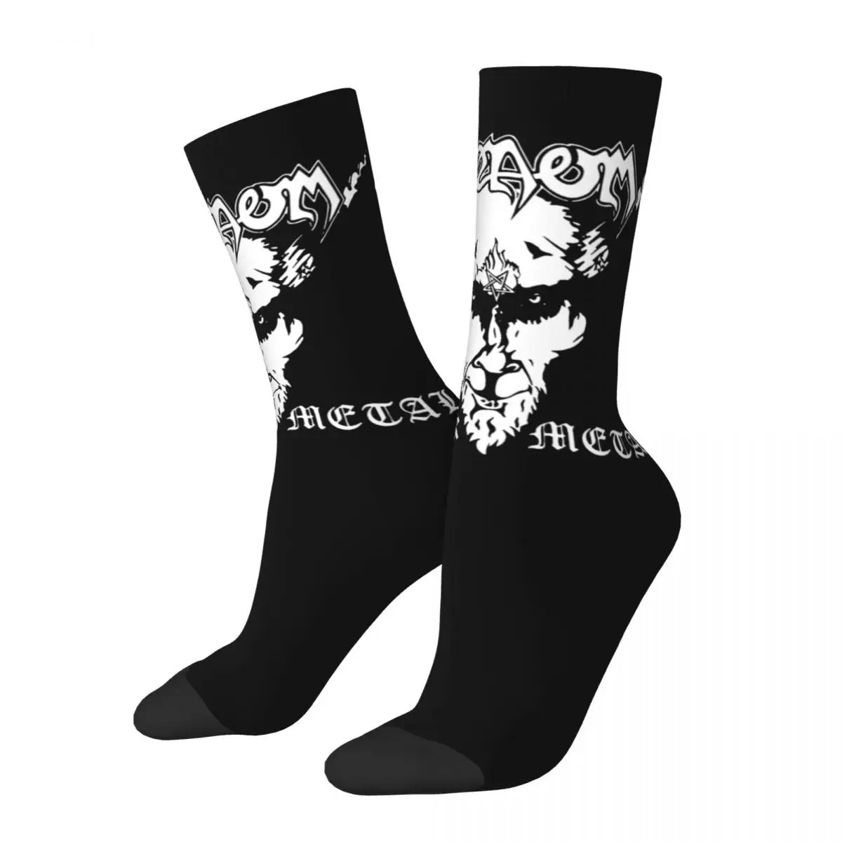 Venom Black Metal Band Logo Theme Design Crew Socks Accessories for Male Flexible Print Socks