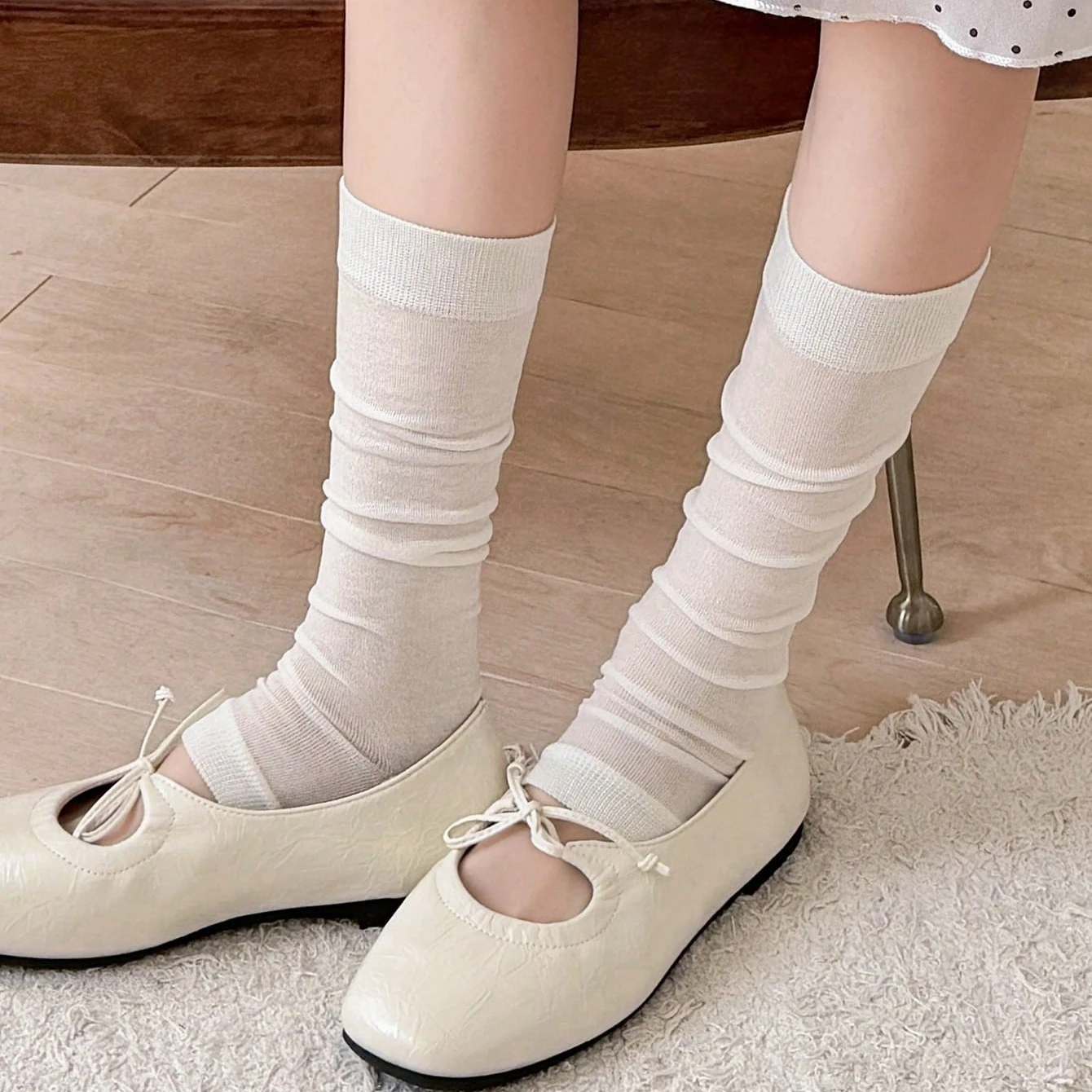 3 Paar Beinwärmer für Damen, neue modische Sommer-dünne, atmungsaktive Crew-Socken für Damen, schlichte, transparente lange Socken im koreanischen Stil