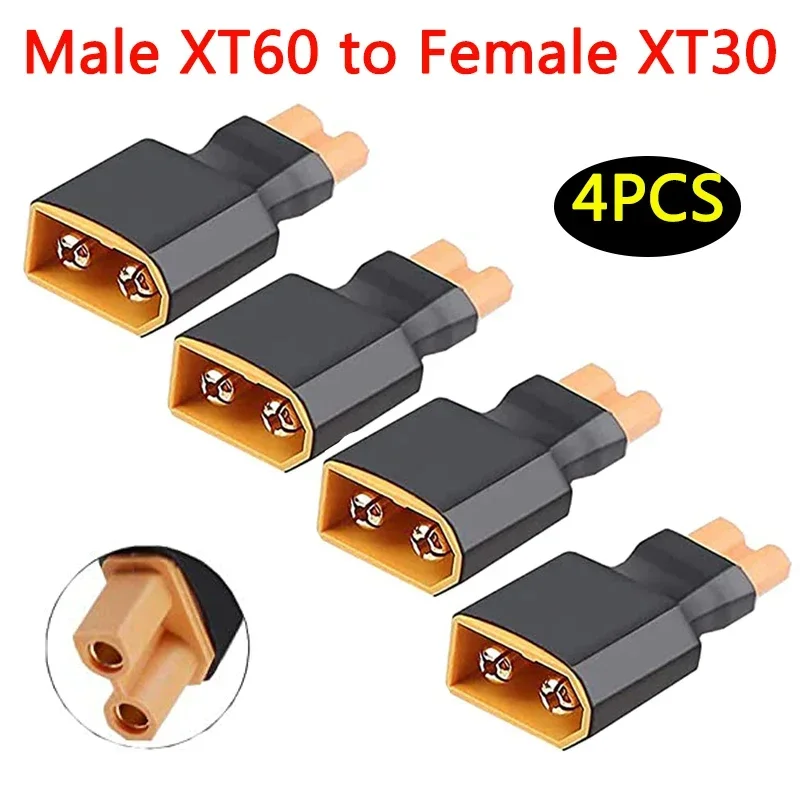 4 unidades/2 pares xt60 para xt30 plug fêmea macho adaptador conversor para drone fpv rc lipo nimh carregador de bateria esc