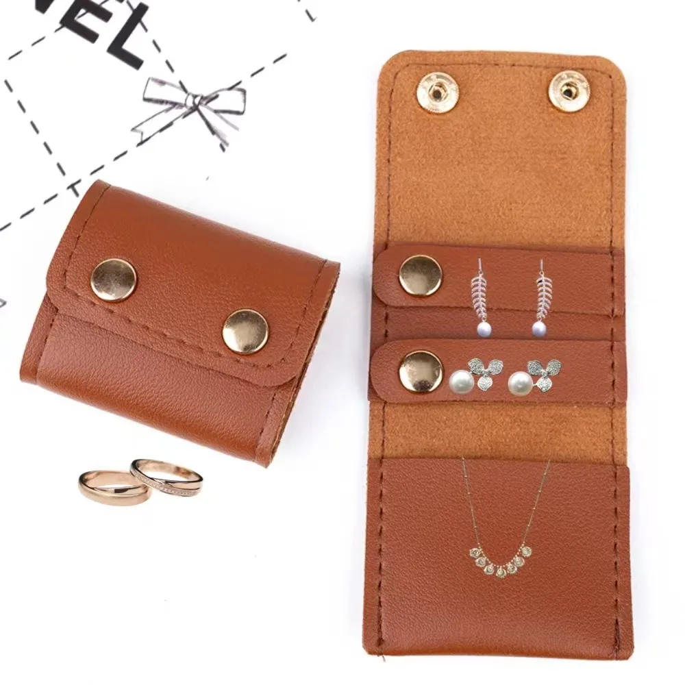 

PU Leather Travel Portable Jewelry Bag Organizer Pouch Double Snap Jewelry Roll Up Bag Foldable Jewelry Case for Bracelet Ring
