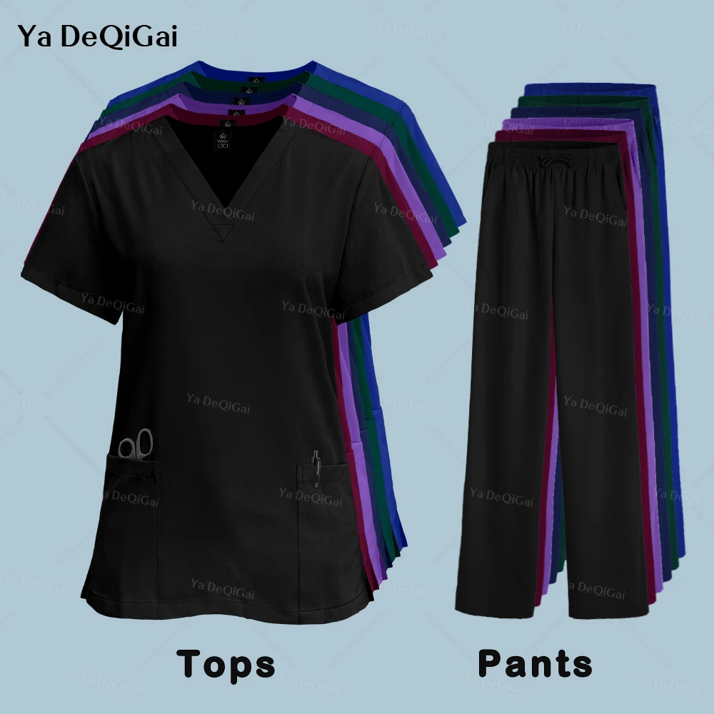 Unisex Medical Uniforms Men Women Nursing Clothes Doctor Nurse Scrubs Sets Dentist Workwear Clinical Tops Pants Beauty Costume