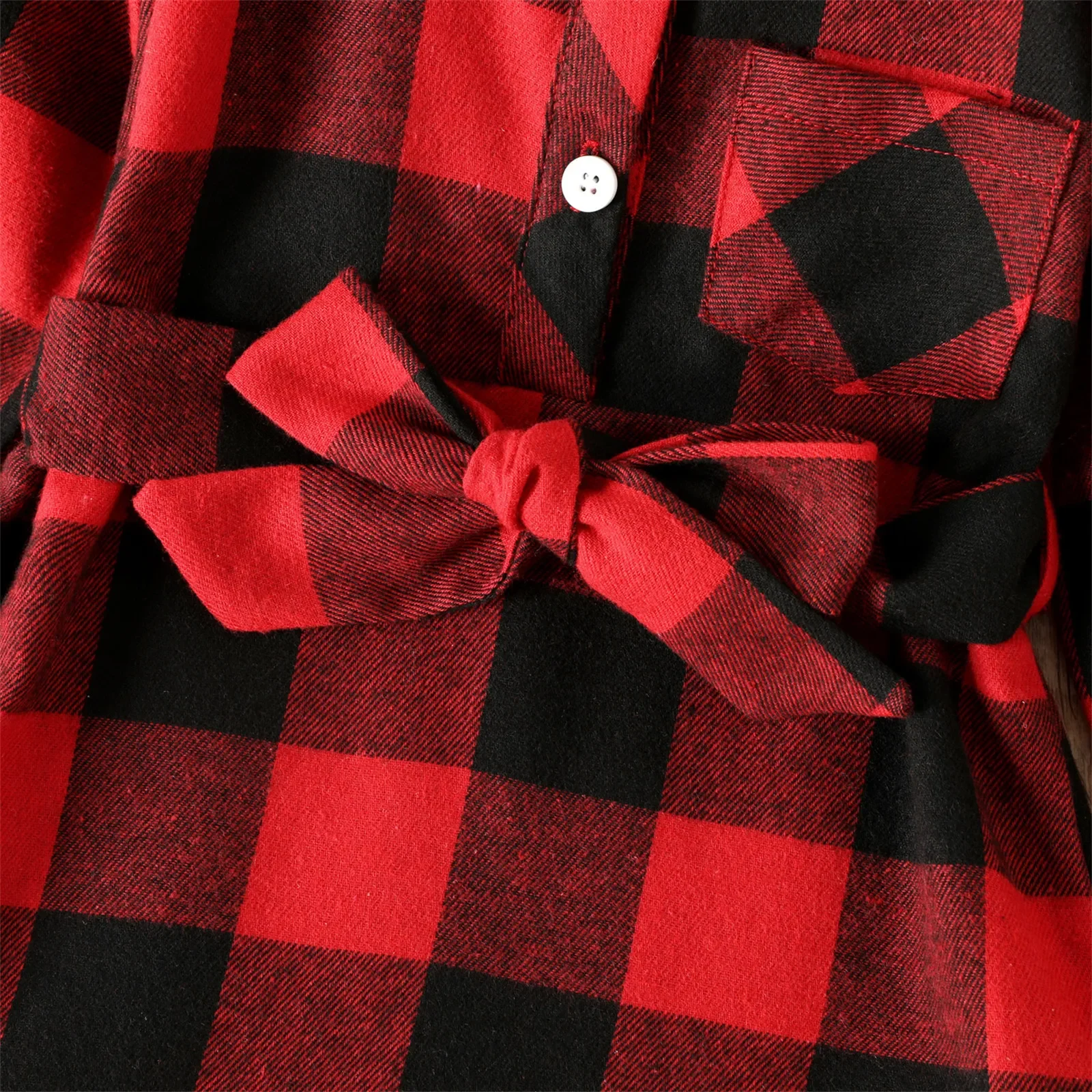 PatPat Toddler Girl Dresses Classic Plaid Lapel Collar Button Design Dress Perfect for Outings and Daily Wear Basic Style