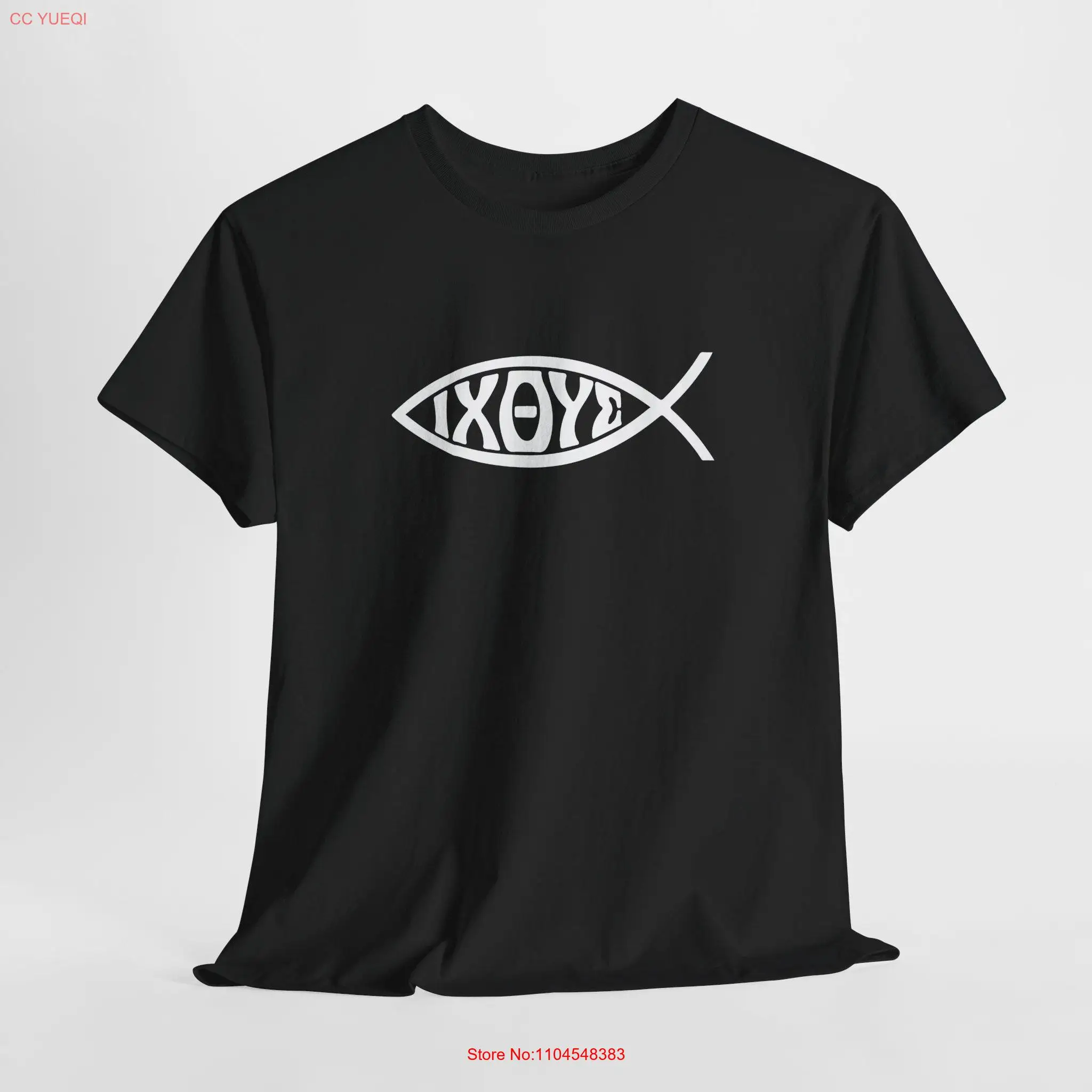 Ichthys or Ichtus IXOYE Christian Fish T Shirt Religious Apparel Jesus Faith Clothing long or short sleeves