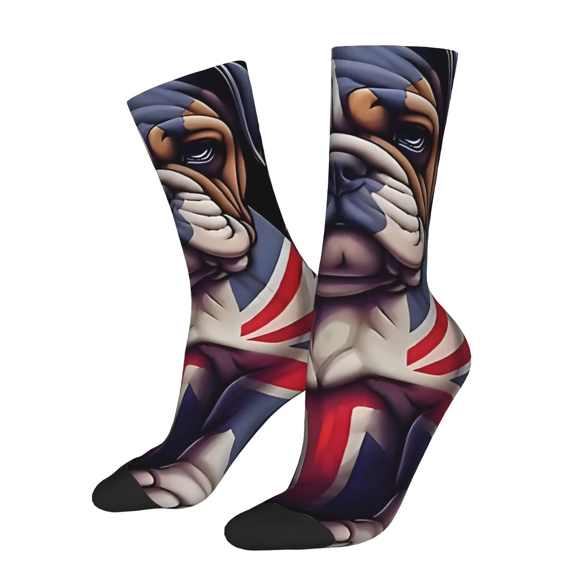 

1 Pair Hip Hop Retro English Bulldog Puppy In London Crazy Men's Sock Unisex Street Style Seamless Printed Funny Novelty Happy