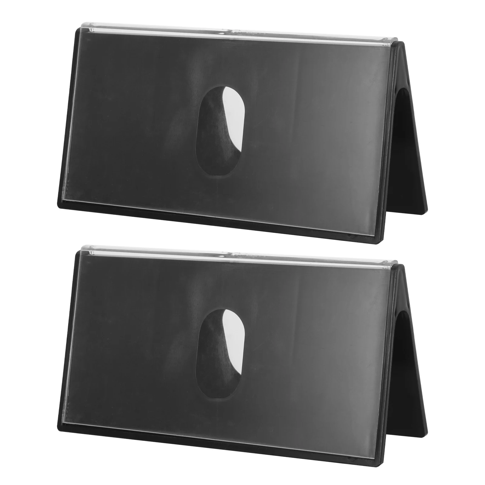 

2Pcs Conference Table Name Cards Double-Sided Plastic Tent Holder Sleek Design Clear Seat Signs for Office Business School