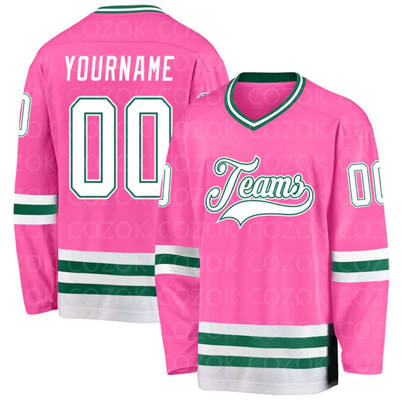 Custom Pink Hockey 3D Print You Name Number Men Women Ice Hockey Jersey Competition Training Jerseys