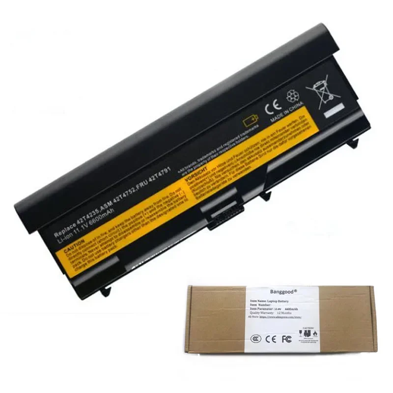 High capacity 6600mAh 42T4912 42T4755 Laptop Battery for lenovo ThinkPad L520 SL410 SL510 T410 42T4737 42T4753 42T4852