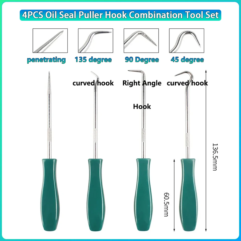 

4PCS Oil Seal Puller Hook Combination Disassembly Tools Tool Set O-ring Seal Gasket Puller Remover Hook Auto Repair Tools