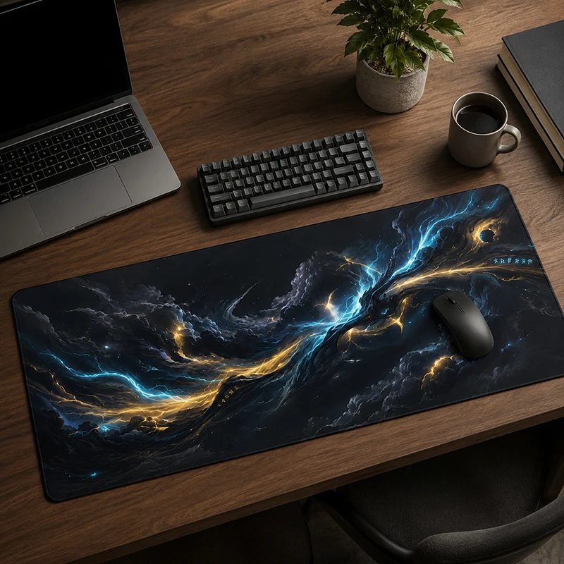 Mouse Pad Gaming Cosmic Lightning Storm printon demand HD Computer Large Mousepad XXL Desk Mats Non-Slip Soft Office Mouse Mats