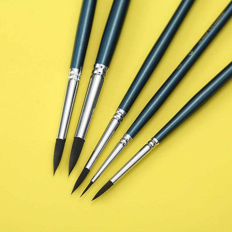Flat, round pointed, cat tongue mixed hair set gouache watercolor acrylic oil paintbrush for beginner art students