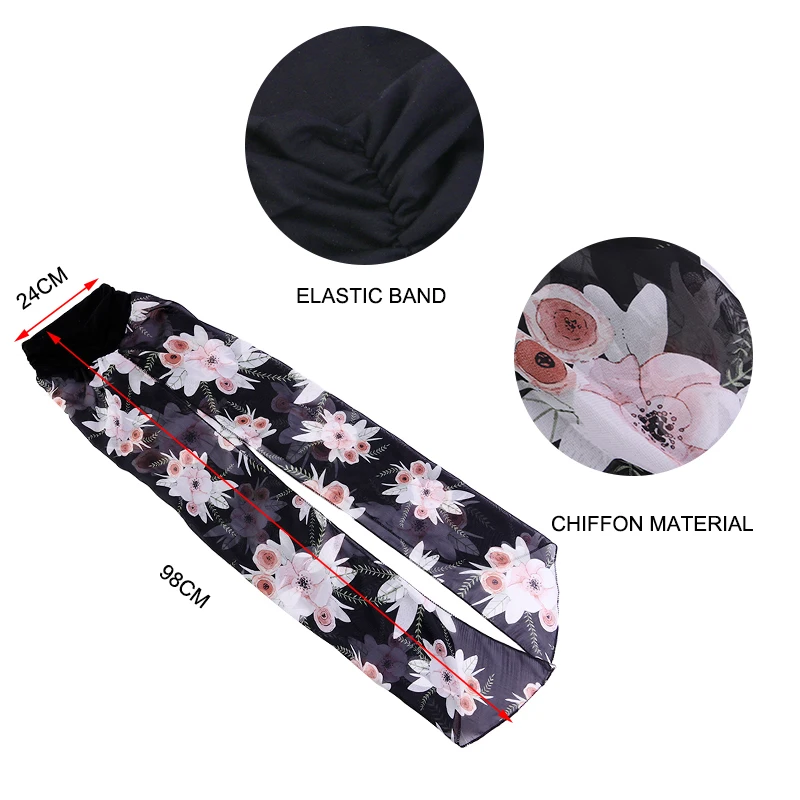 Muslim Women Head Scarf Ladies Pre-tied Turban Headwear Bandana Chemo Cancer Hair Loss Head Wrap Flower Print Chiffon Bonnet