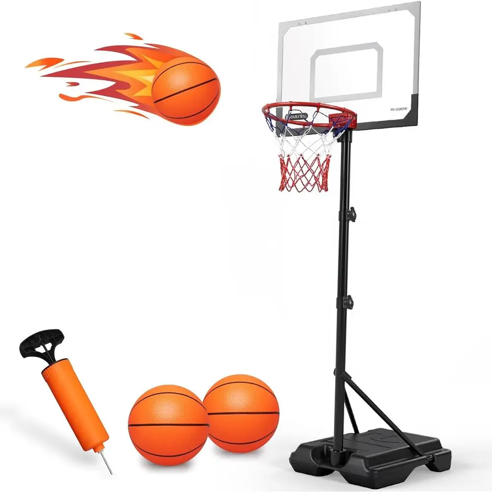 

Portable Adjustable Height Basketball Hoop for Kids, 38-75in Tall, Suitable for Ages 3-8, Indoor/Outdoor Use