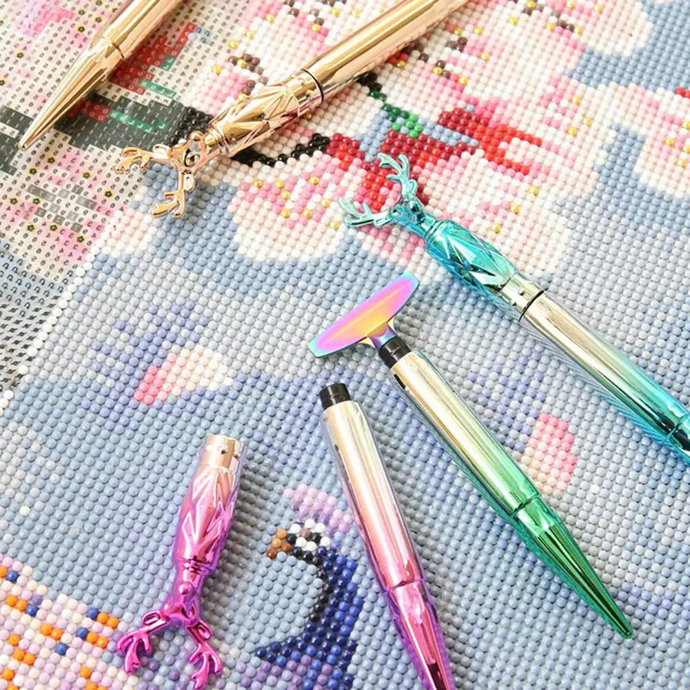 Colorful 1 Set Durable Portable Rhinestone Painting Dotting Diamond Pen Easy to Grip Point Drill Pen Convenient   Daily Use