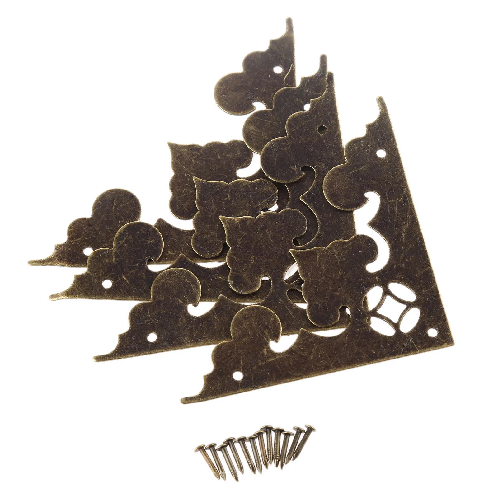 4Pcs Antique Corner Bracket Jewelry Gift Box Wood Case Decorative Feet Leg Corner Decorative Protector Furniture Fittings 58mm