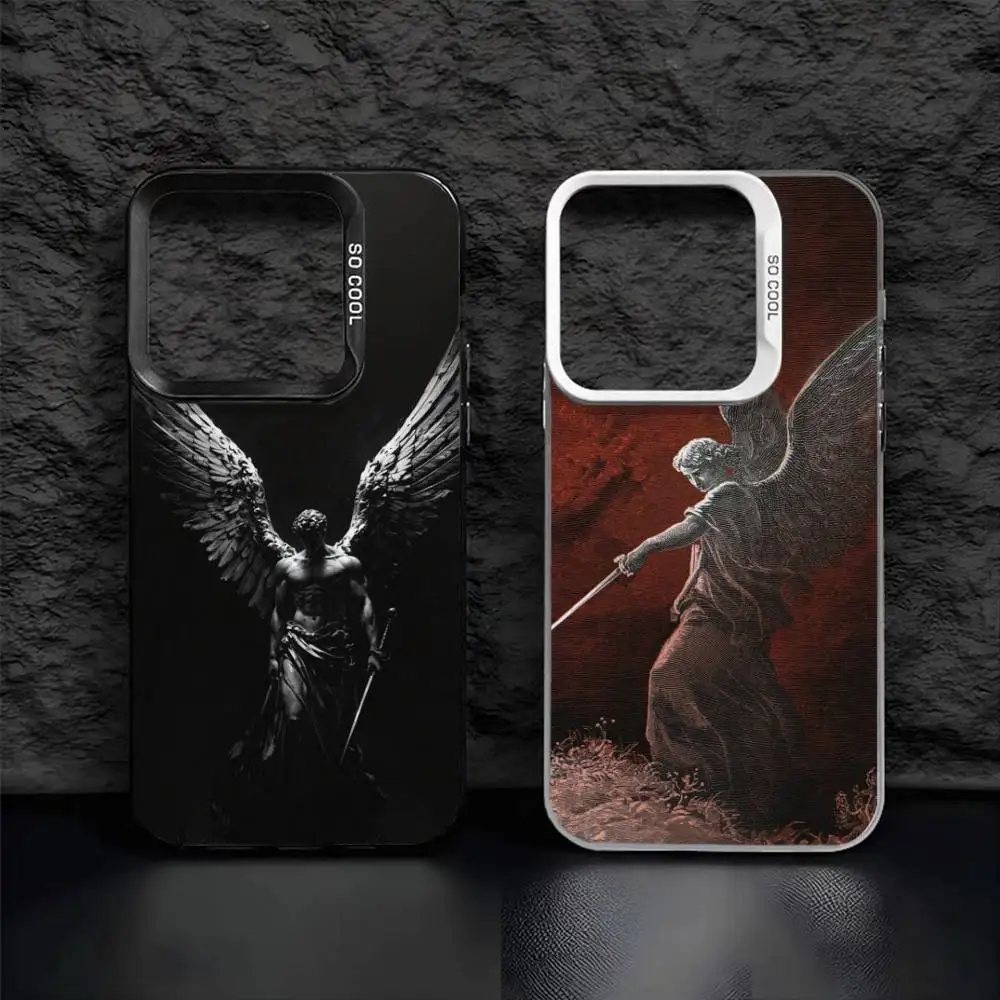 

A-Archangel M-Michael Cross Phone Case For iPhone17, 16,15,14,13,12 Pro Max Black Candy Matte Shockproof Cover