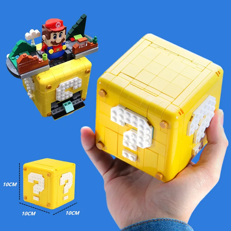 Miniso MOC Question Mark Box Mario Modular 64 Game Brother Movie Series Model Building Block Bricks Gift Set Children