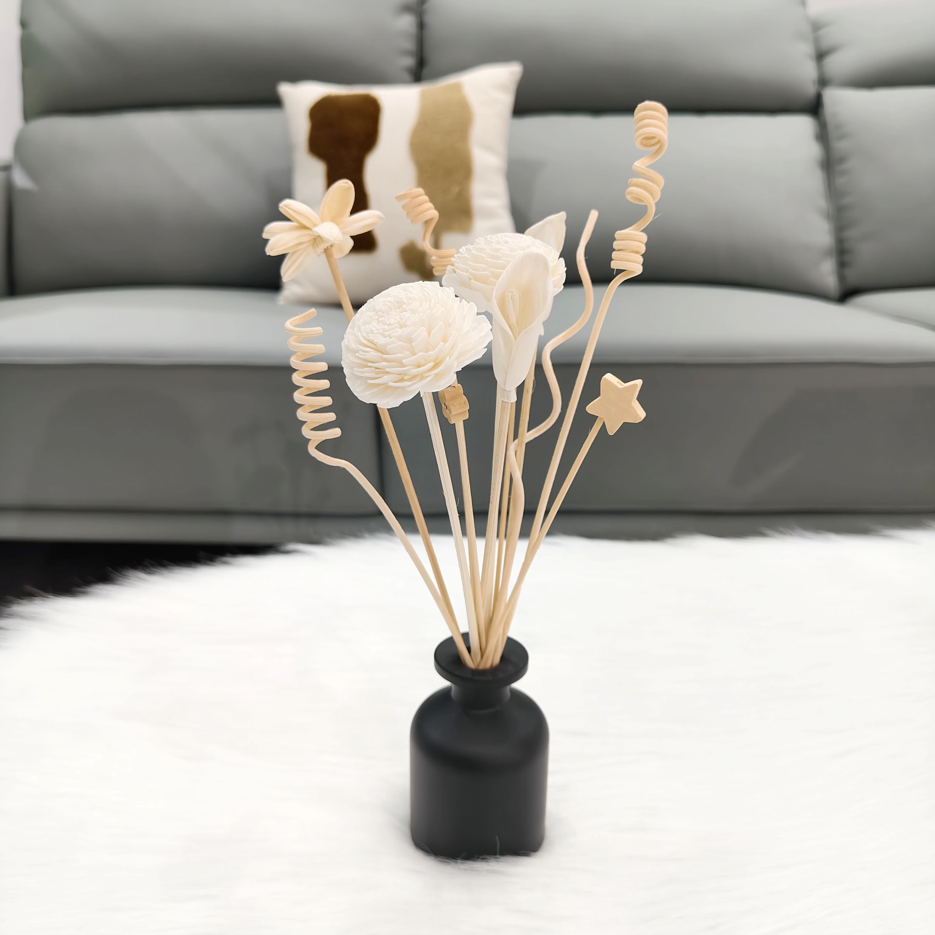 Hot Sale 11Pcs Sola Flower Shaped Rattan Sticks Flameless Diffuser Refills Natural Reed Stick Aromatherapy Accessories