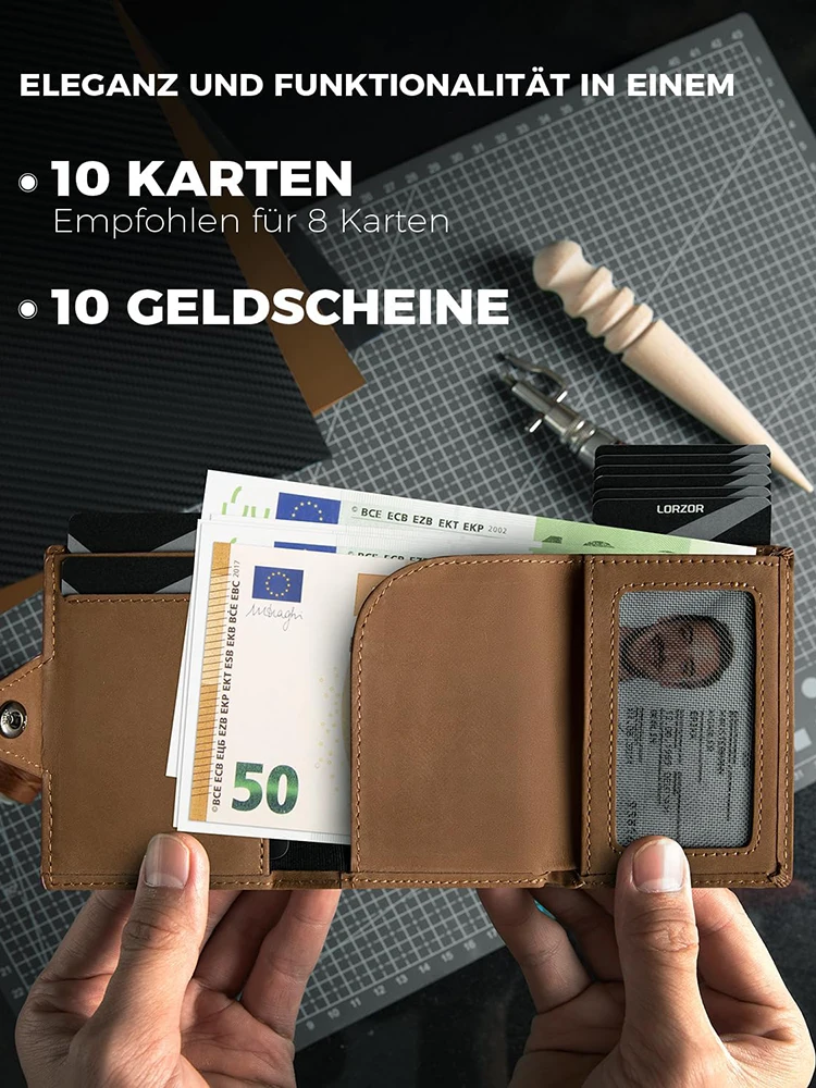 Herren-Geldbörse mit RFID-Blockierung und Münzfach, Airtag-Geldbörse – Detail 6