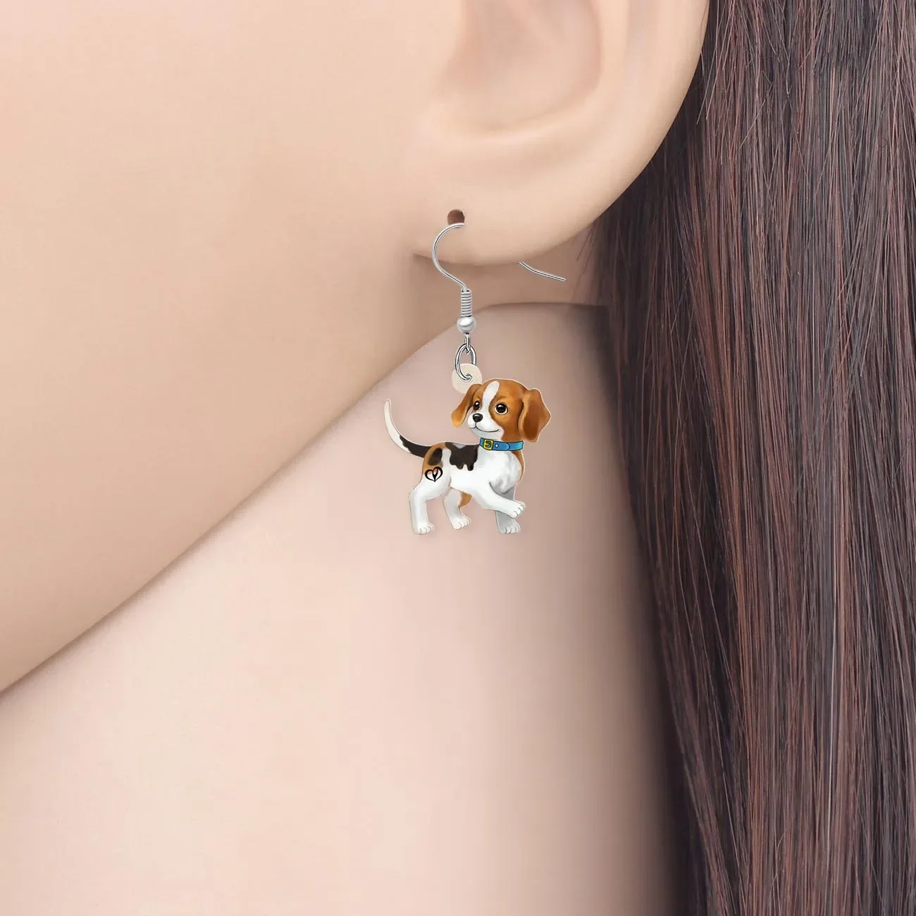 WEVENI Acrylic Cartoon Beagle Dog Earrings Puppy Dangle Drop Jewelry For Women Girls Kids Charm Doggy Gifts Accessories