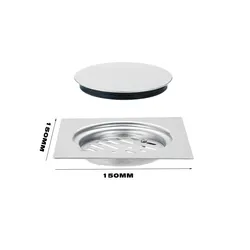 304 Stainless Steel Shower Drain Bathroom Floor Drain 15x15cm Square Floor Waste Grates