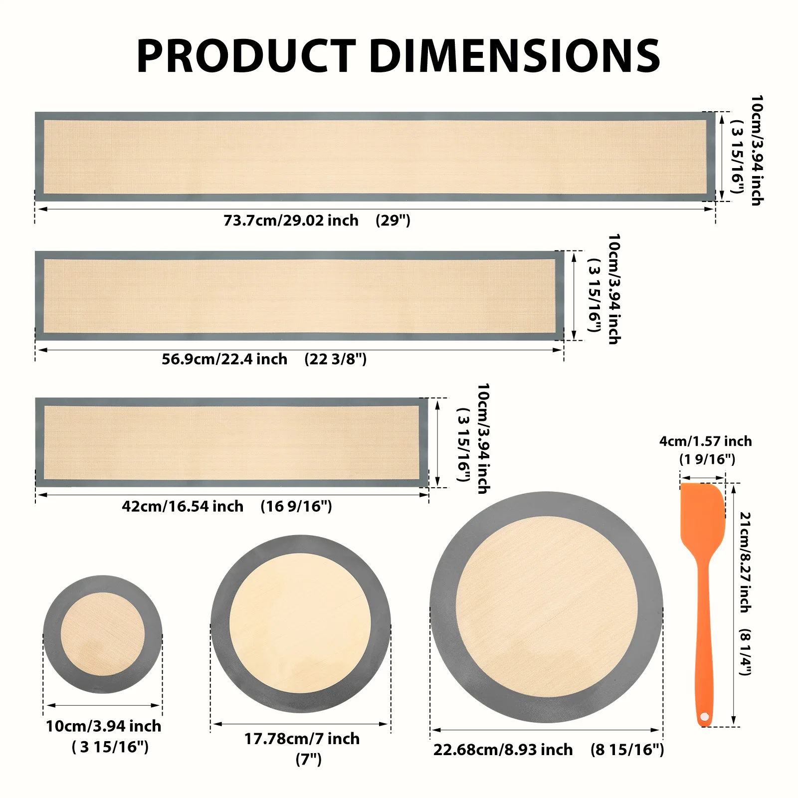 3Pcs Silicone Baking Liners 3Size Silicone Baking Mat with Scraper Nonstick Springform Pan Liner Easy Release Silicone Bread Mat