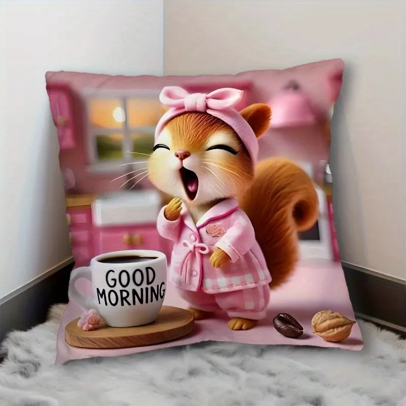 Whimsical Squirrel in Pink Pajamas with 