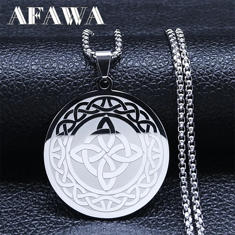 

Good Luck Irish Celtic Knot Pendant Necklace Stainless Steel Witch Knot Amulet Necklaces Christmas Gift Jewelry collares