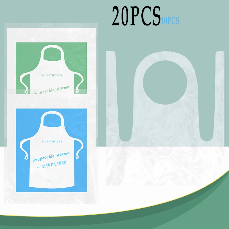 20/10pcs Disposable Aprons Clear Plastic Art Apron Waterproof for Adults Kids Painting Party Cooking Housework Picnic DIY Craft