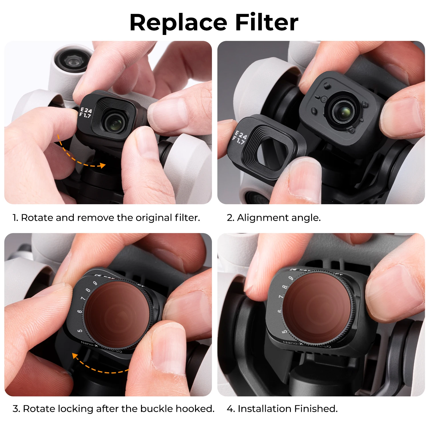 K & F مفهوم الطائرة بدون طيار تصفية ل DJI Mini 3 Pro متغير ND2-ND32/ND32-ND512 طلاء الكاميرا عدسة زجاجية بصرية DJI ملحقات طائرة بدون طيار