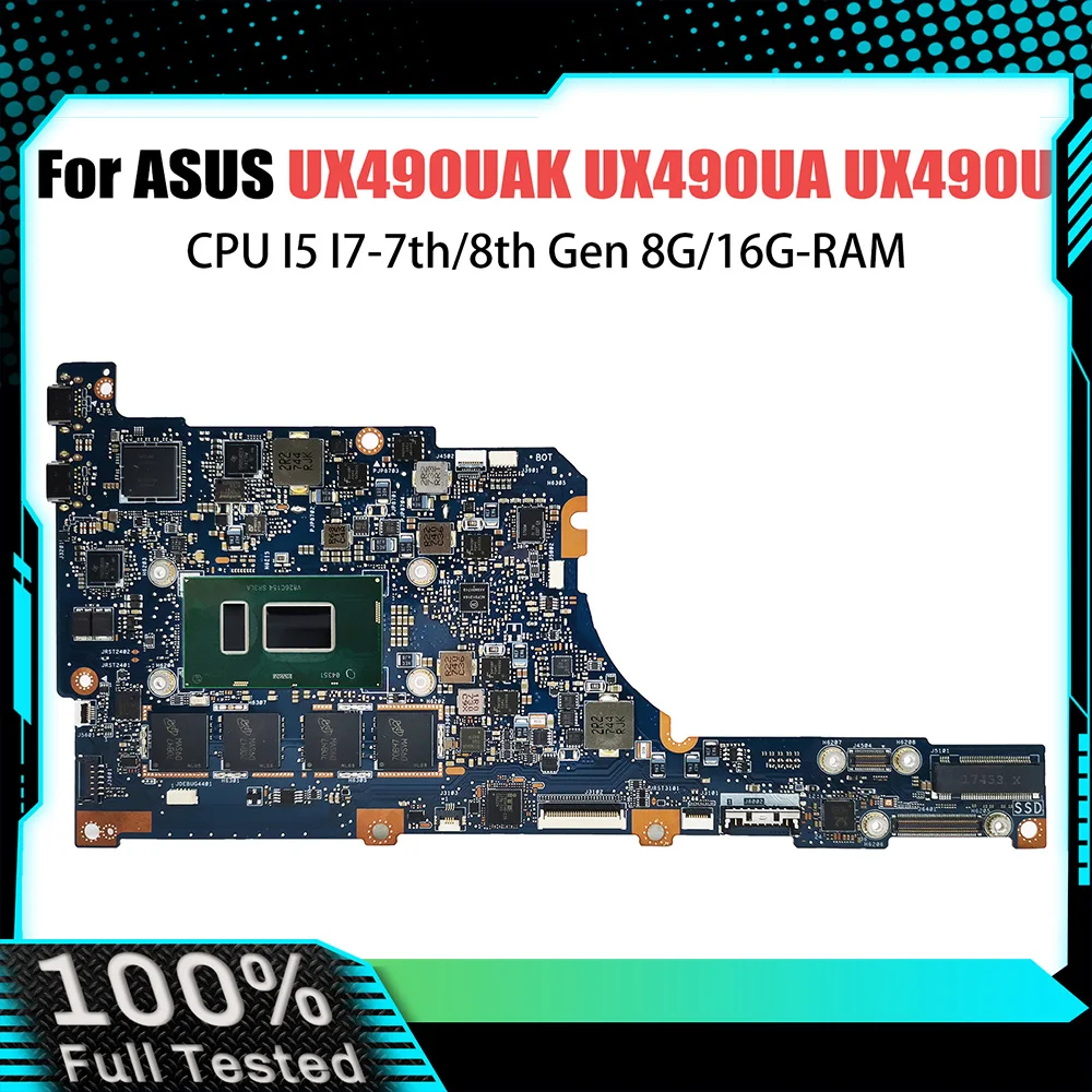 

UX490U Mainboard For ASUS Zenbook UX490UAK UX490 UX490UA UX490UAR UX3490UA Laptop Motherboard CPU I5 I7-7th/8th Gen 8G/16G-RAM