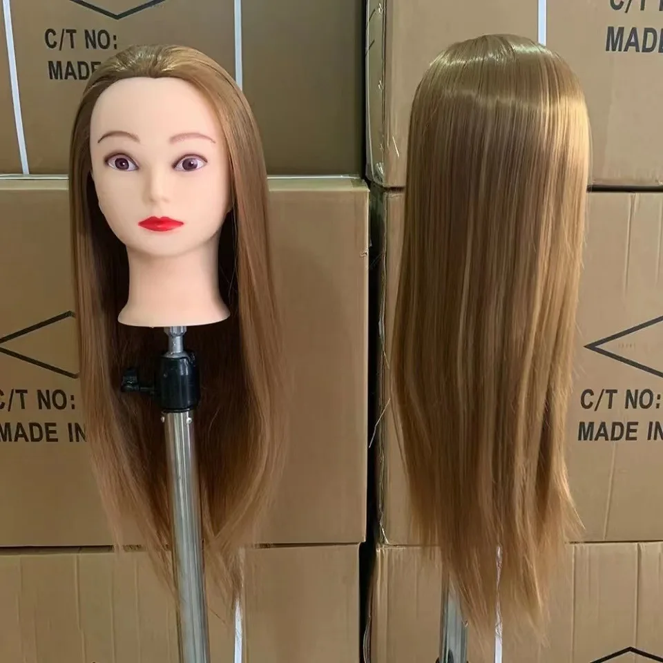 3Color Mannequin Training Doll Head With Hair 70CM For Hairsyles Hairdressing Female Cosmetology Dolls Head