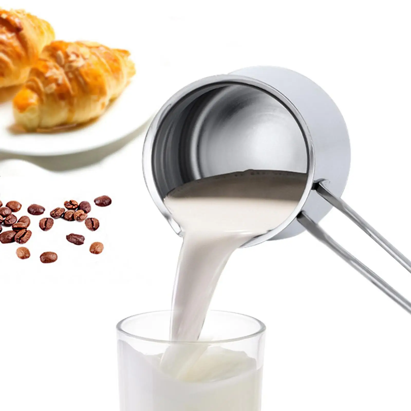 Stainless Steel Turkish Coffee Pot Multipurpose with Spout Milk Warmer Coffee Maker for Cafe Kitchen Bar Home Coffee Lovers Gift