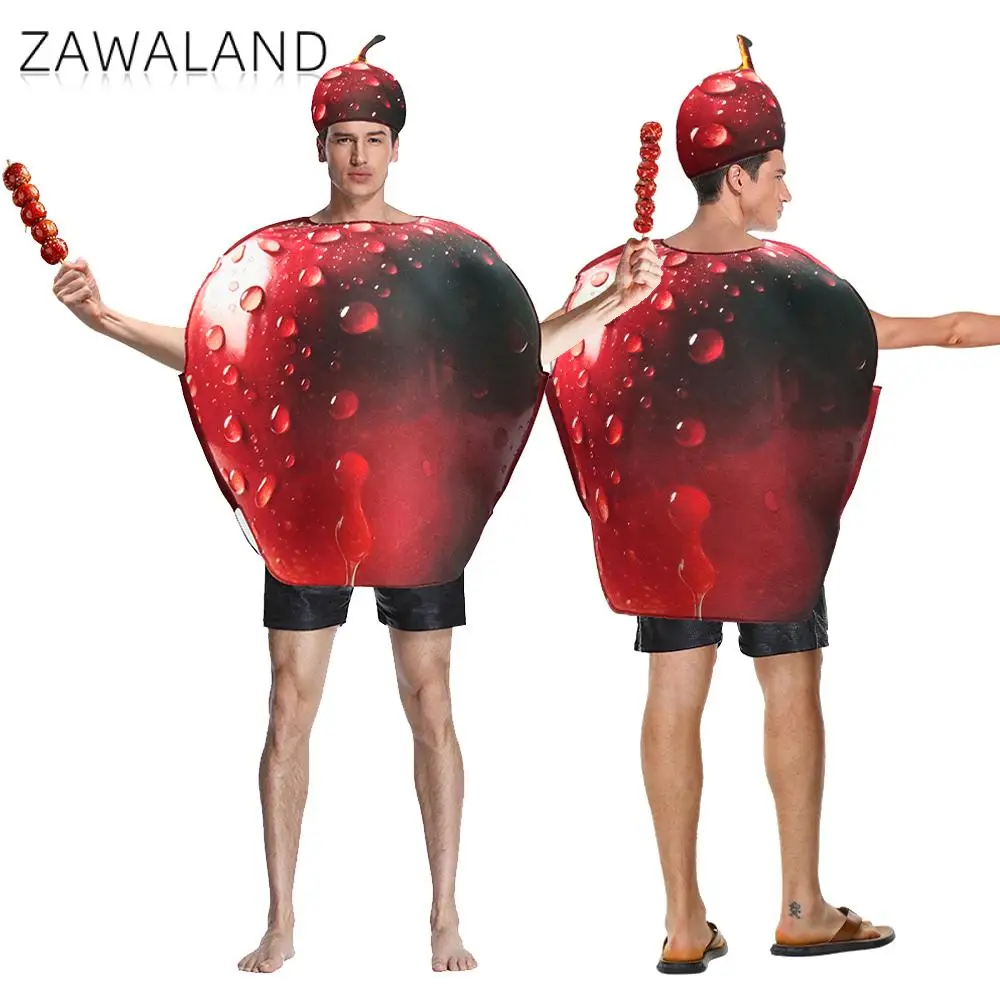 

Zawaland Men Women Fruit Apple Cosplay Costume Food Party Outfit Halloween Cosplay Dress Up Festival Show Disguise Clothing