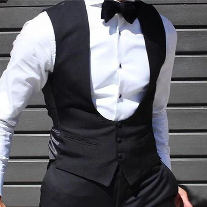 Men Vest for Business Party 1 Pc Slim Fit Wedding Groom Waistcoat Solid Color Male Fashion Coat Ready to Ship