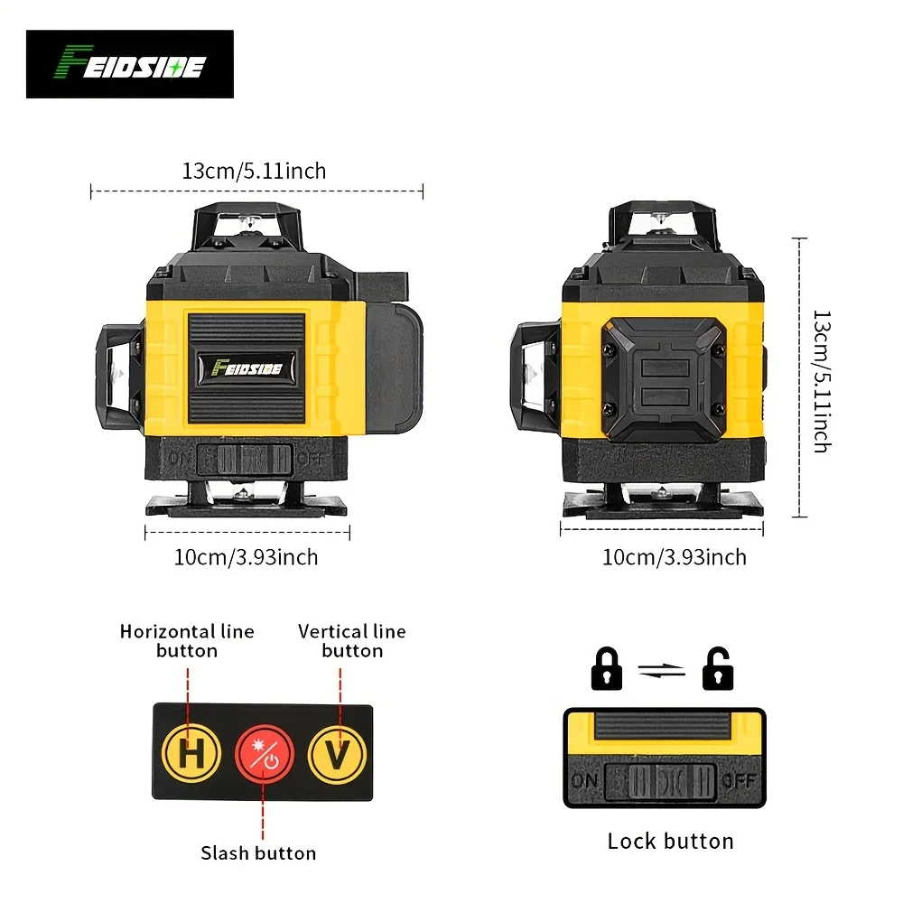هيلدا 16 خط مستوى ليزر احترافي 4x360 ° أداة مستوى الليزر ذات الخط المتقاطع الأخضر للبناء وتعليق الصور مع البطاريات #6