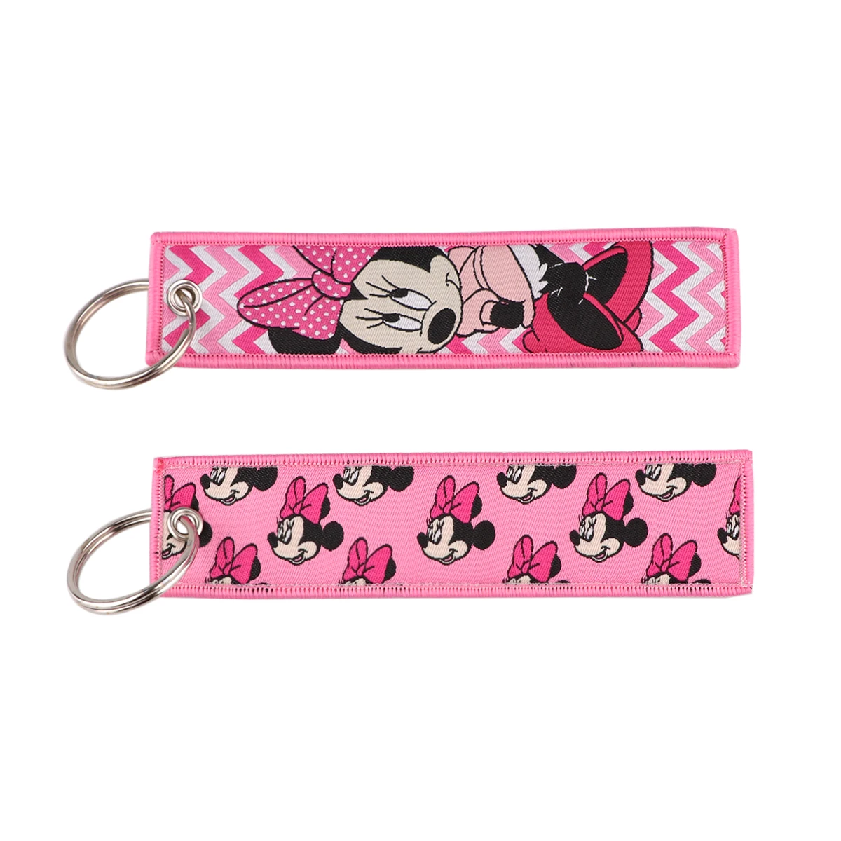 Mickey Embroidery Key Fobs Pooh Bear Key Tag Keychains for Car Motorcycles Keys Holder Fashion Jewelry Keyring Accessories Gifts