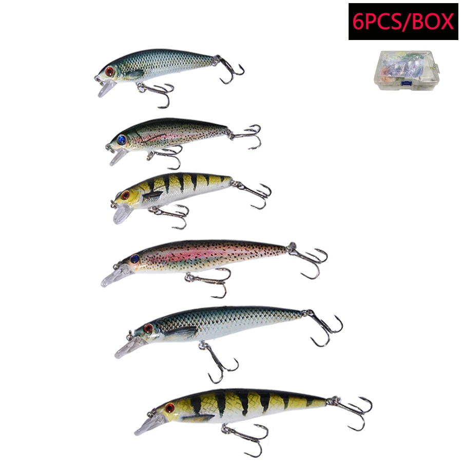 6PCS Sinking Jerkbait Minnow Crankbaits Fishing Lures Set Hard Baits Kit Artificial Wobbler For Pike Fish Trolling Carp Swimbait