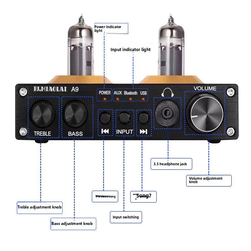 HiFi チューブ MM フォノ プリアンプ ターンテーブル用 MM 蓄音機ステレオ オーディオ チューブ プリアンプ、フォノ ターンテーブル レコード用のゲイン調整付き