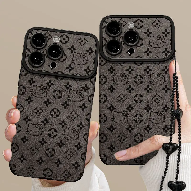 جديد Kawaii مرحبا كيتي الكرتون جراب هاتف آيفون 17 12 13 14 15 16 برو ماكس زائد ماتي الجلد الملمس غطاء ممتص للصدمات