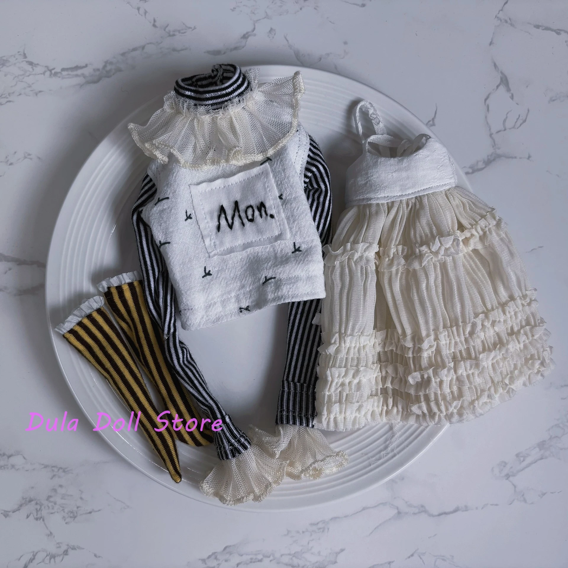 Dula roupas de boneca vestido exagerado conjunto de vestido deslizante superior para blythe ob24 ob22 azone licca icy jerryb 1/6 acessórios de boneca