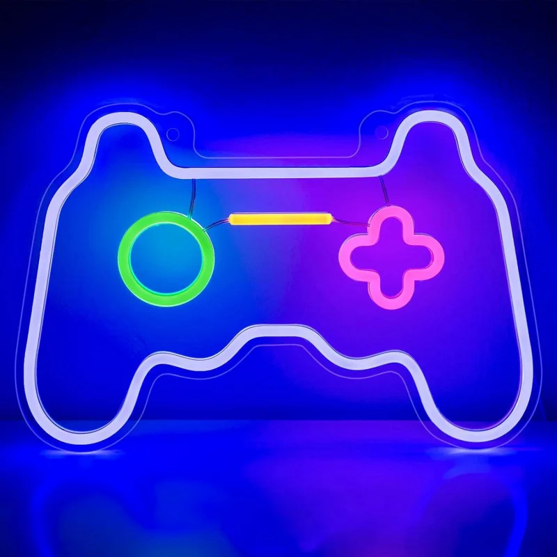 LEDネオンライトゲームコントローラーデザインGAMEIdentificationゲーミングルーム雰囲気装飾クリエイティブ発光壁装飾