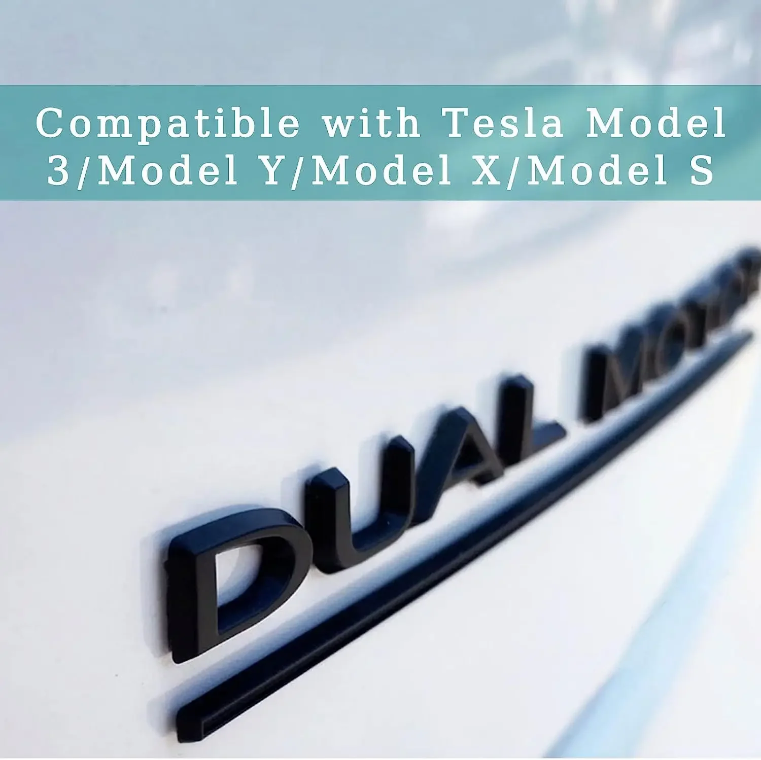 3D Raised DUAL MOTOR Emblem for Tesla Model 3 Y X S,Car Rear Trunk ABS Decal Emblem Stickers Automobile Refitting Mark