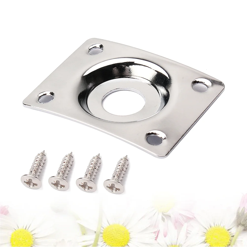 Square Curved Guitar Jack Plate Indented 1/4 Inch Guitar Pickup Output Input Jack Socket Plate Metal Jack Plate With Screws for