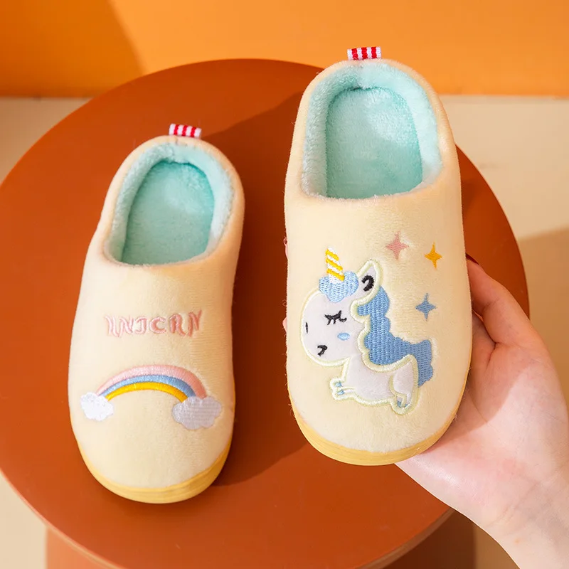 Baby Boys and Girls Children Warm Bun Head Parent-child Autumn and Winter Indoor Home Floor Cotton Slippers To Prevent Slipping