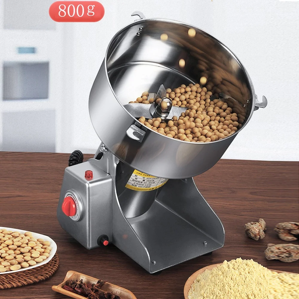 800G Electric Grain Coffee Grinder Stainless Steel Grinding Machine for Crushing Wheat Herb Soybean Millet Corn