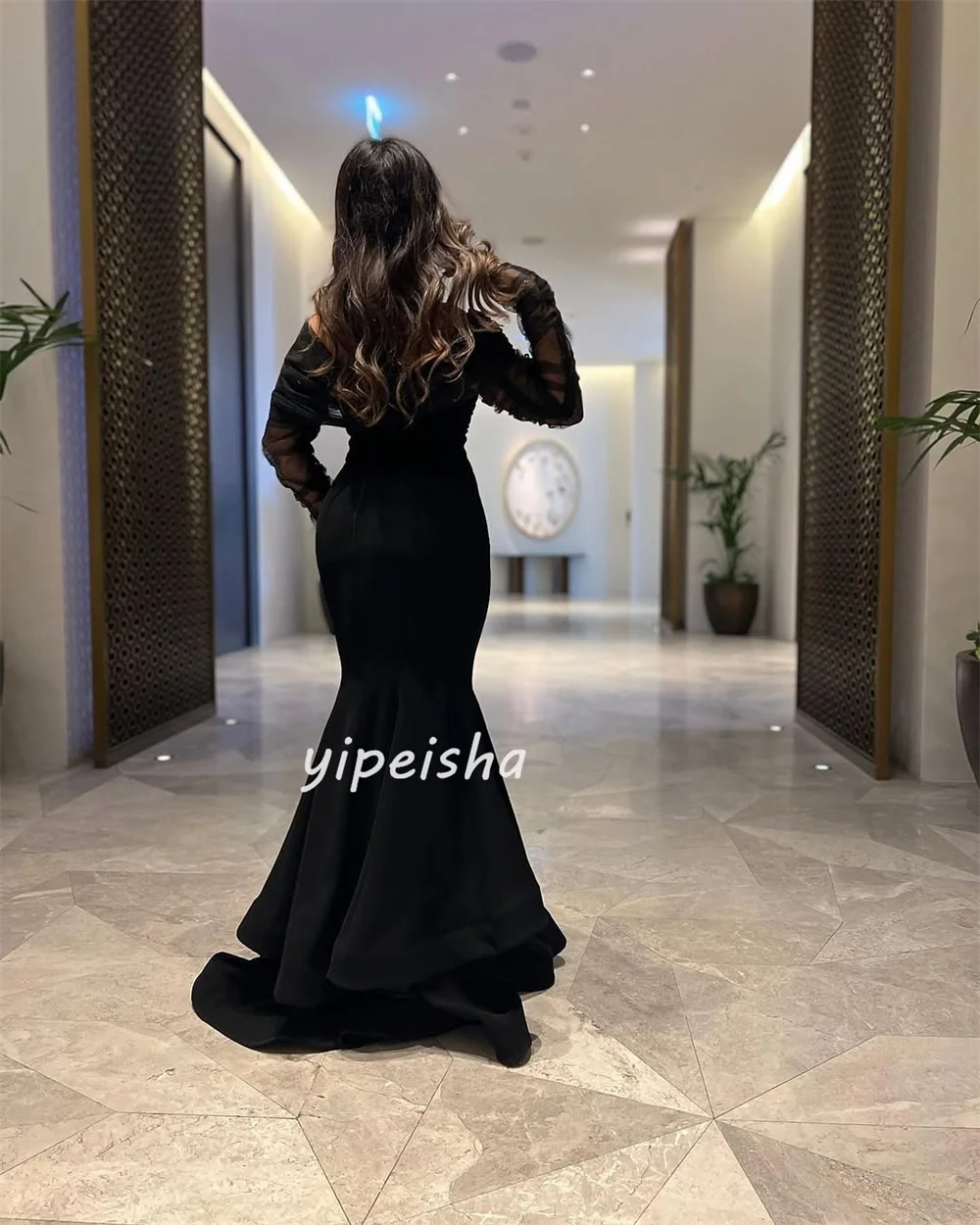 تخصيص جودة عالية مطابقة جيرسي Ruched حورية البحر خارج على الكتف فساتين طويلة فساتين مناسبة مخصصة الأحجام المتاحة