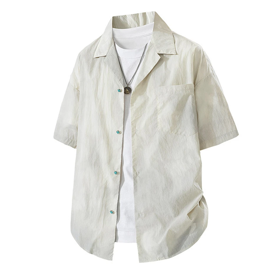 Summer Cargo Shirts Men 8XL Plus Size Short Sleeve Shirts Fashion Casual Solid Color Shirts Male Summer Tops Big Size 8XL